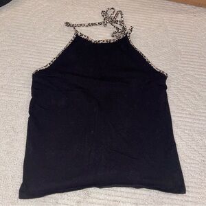 american eagle cheetah print outline black halter top
